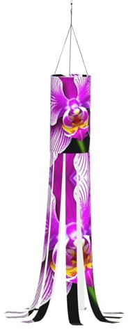 WCXTHGFA Windsack mit Orchideen-Blumendruck, vielseitig, charmante Outdoor-Dekoration für Herbst, Erntedankfest, Winter