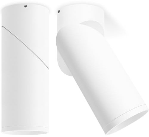 KYOTECH 2 Pcs Spot en Saillie Orientable Blanc, Spots de Plafond avec Douille GU10, Ronde Plafonnier Spot en Aluminium, Plafonnier Spot LED Orientable pour Murs et Plafonds, Ampoule Non Incluse