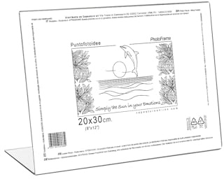 Cornice in Plexiglass da Tavolo - Porta Menu Trasparente - Portafoto da Tavolo - Espositore Pubblicitario - Espositore per Brochure, Depliant, Volantini (Trasparente, 20X30 cm Orizzontale)