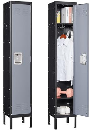 Spind Metallschrank Schließfachschrank Mehrzweckschrank Stahlschrank Umkleideschrank Lockers Fächerschrank Wertfachschrank Lagerschrank Garderobenschrank Stahlblech Pulverbeschichtung 168x31x31cm