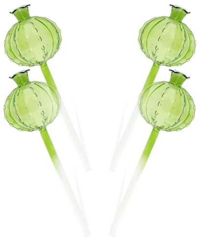 Lot de 4 boules d'arrosage pour plantes - Style cactus - Auto-arrosage - Planteurs en verre vert - Système d'arrosage automatique - Mini système d'irrigation automatique pour le jardinage