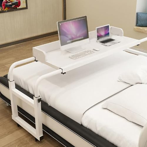 Bettbeistelltisch,small Mobile Rolling Standing Desk Bettbeistelltische Krankenbett Rolltisch Höhenverstellbar Mobiler Betttisch Auf Rollen Tisch Mit(Color:Weiß+)