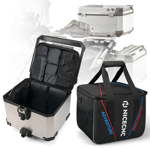 NICECNC Motorcycle Luggage Inner Bag 21L, DIY Compartment, Motorcycle Top Case Pannier Inner Bag with Foot Pad, Compatible with BMW R1200GS R1250GS ADV LC 2004-2022 F850GS F750GS F700GS F800GS, 1PCS