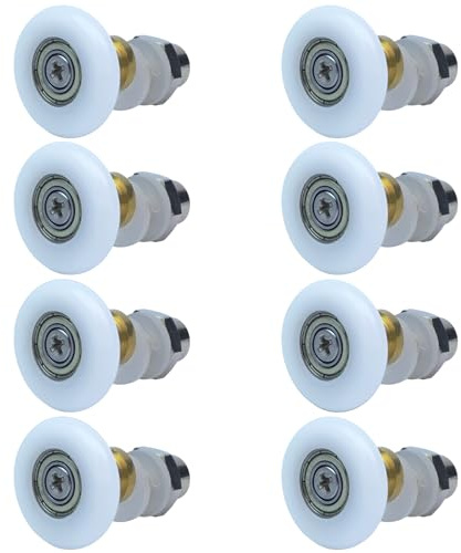 AKORD 8PCS Shower Door Rollers, 27mm Diameter for The Bathroom Glass Sliding Door Pulleys/Runners/Wheels, White