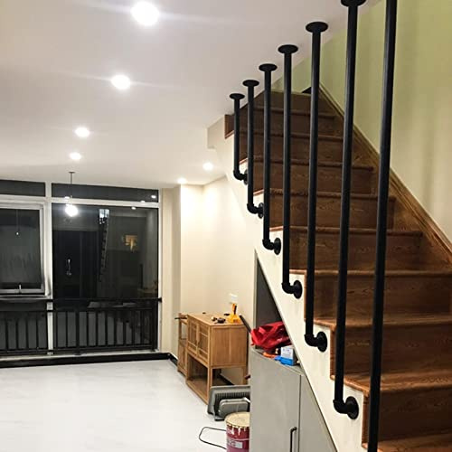 Scala in ferro battuto da 0,8 m – ringhiera in metallo nero resistente per scale interne, ringhiere per tubi industriali, cassaforte moderne guardrail per gradini elegante design scala