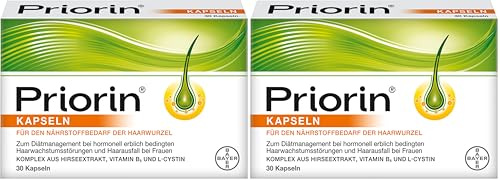Priorin Kapseln - Haarkapseln mit Nährstoffen für die Haarwurzeln - bei hormonell erblich bedingtem Haarausfall und Haarwachstumsstörungen - 1 x 30 Kapseln (Packung mit 2)
