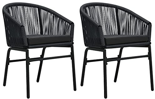 XINCXIN Gartenstühle 2 STK., Stühle Terrassenstühle Gartenmöbel Korbsessel Geeignet für Terrace Balcony Garden Outdoor Schwarz PE-Rattan