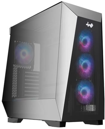 Châssis de Jeu InWin Prism Mid Tower - Prend en Charge ATX, Mini-ITX - Vue panoramique Ultra Large - Prend en Charge jusqu'à 435 mm - Comprend 4 Ventilateurs ARGB 120 mm pré-installés (IW-CS-PRISMBLK