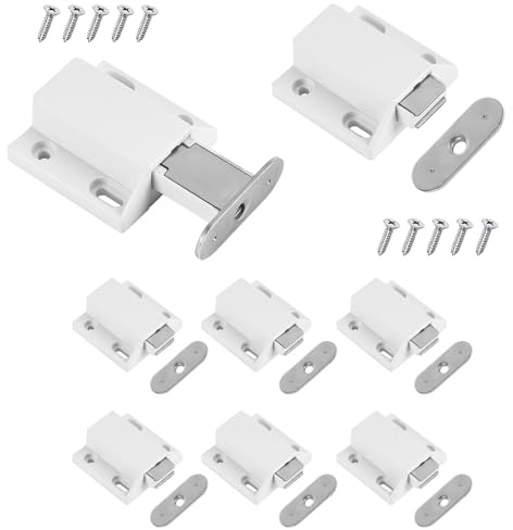 Chiusure magnetiche a pressione, 8 pezzi, senza chiodi, per armadi, cassetti, armadi, truciolato, credenza, utensili da cucina, colore: bianco