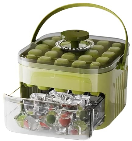 Bandeja Para Cubitos De Hielo Con Tapa Y Contenedor - Molde Reutilizable, 25 Moldes Para Cubitos De Hielo De Fácil Liberación, Contenedor Tipo Cajón, Para Congelador, Bebidas, Cócteles Y Fiestas