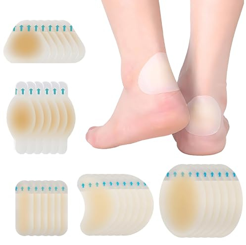 VEGCOO 30 Pcs Blister Plasters for Feet, Invisible Hydrocolloid Plasters, Waterproof Blister lasters for Heel Foot Toe