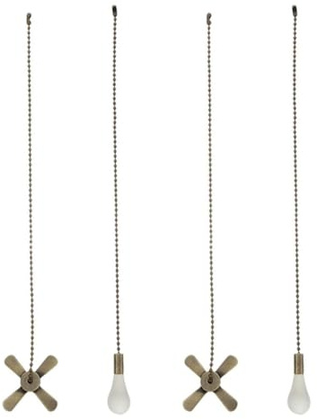 Enwye Ensemble de chaînes de traction pour ventilateur de plafond, comprenant 2 pendentifs à boule perlée (laiton antique), 30,5 cm