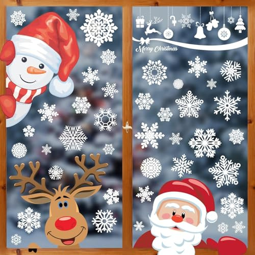 150 Stück Fensterbilder Weihnachten,Selbstklebend Fensterdeko Weihnachten | PVC Weihnachts Fensterbilder,Doppelseitige Fensterbilder,Weihnachtsdeko für Fenster Häuser Winter