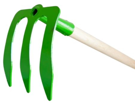 pokm tooolsmarket - Kartoffelhacke mit 3 Zinken & Holzstiel – 115 cm Gesamtlänge, praktische Gartenhacke, Dunghacke Hacke für Gartenarbeit, EU-Qualität