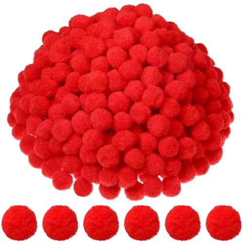 Weihnachts Pompons, 500pcs Weihnachten Plüsch Ball, 2.5cm Weihnachten Fluffy Pom Poms, Rot Flauschige Pom, Flauschige DIY Bastel Bälle, Kleine Flauschige Pom Bälle, für Weihnachtsdeko