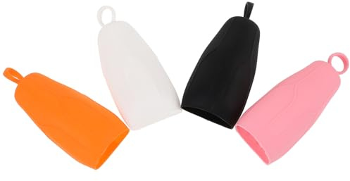 OUNONA 4pcs Silicone Travel Bottle Covers Elastic Sleeves for Toiletries in White Black Pink Orange Stretchable Protective Travel Containers for Shampoo Lotion Conditioner