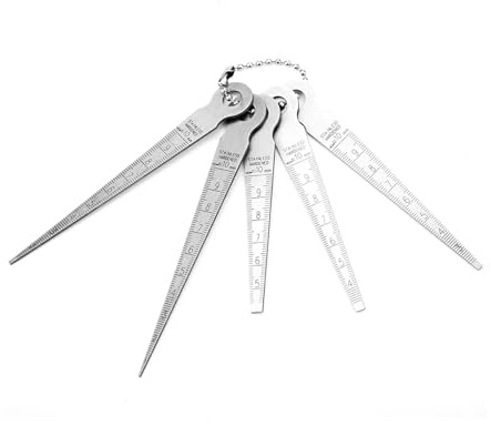 Calibre cónico Juego de galgas espesores acero inoxidable for soldadura (1 unidad). Incluye reglas for inspección agujeros y 10 mm