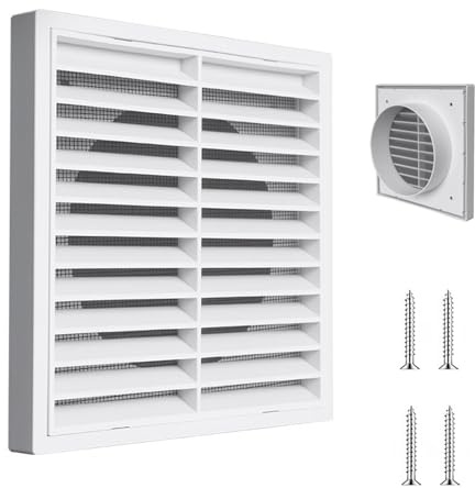 SIGANDG Ø100mm Lüftungsgitter,mit Insektenschutz und Vogelschutzgitter Ablufthaube,Wetterschutzgitter für Wäschetrockner, Abluftventilator, Garage, Bad, Küche, Außenwände, Dachboden (Weißes)