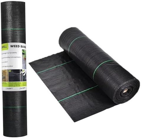 Rachlicy Tela de Barrera contra malezas, 1.3x98.4ft Barrera contra malezas de jardinería Cubierta de Suelo Resistente Blacking Drenaje de luz Solar para Cama de jardín, Agricultura