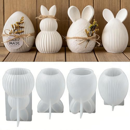 Stampi in silicone per lavoretti pasquali, set da 4 pezzi di stampi in silicone per uova di Pasqua, stampis in silicones per la primavera, per decorazioni, lavoretti e ornamenti pasquali fai da te