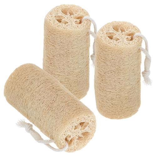 MOLUCKFU Esponja Exfoliante de Lufa Multifuncional para Baño y Cocina, Fácil de Limpiar, Color Caqui, Pack de 3 Piezas para Hombres y Mujeres