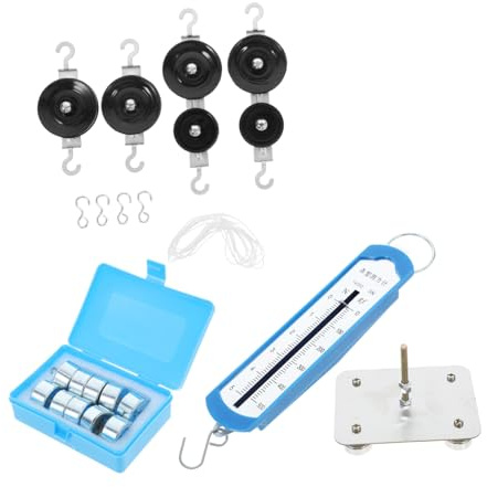 ERINGOGO Magnetischer Riemenscheibenblock mit Metallbasis und Hakengewichten für Physikexperimente im Klassenzimmer Robustes Modell für Mechanische Versuche der Mittelstufe