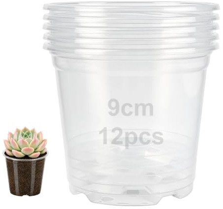 Ruytx 12 stycken odlingskrukor blomkrukor 9 cm planteringskruka transparent odling bottenkruka orkidékruka transparent odlingskruka plast