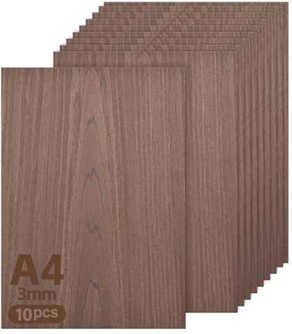 Compensato di legno di noce nero, 10 pannelli di compensato per fai da te, pannelli di compensato da 3 mm in formato A4, 300 × 210 mm, per incisione laser, pittura, modellini fai da te