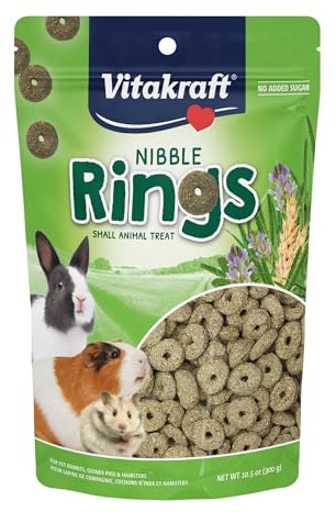 Vitakraft Nibble Rings Small Animal Treat, 10.6 oz Healthy Crunchy Snack for Rabbits, Guinea Pigs, Hamsters & Other Small Pets, Wholesome Wheat & Alfalfa, Added Vitamins & No Artificial Flavors