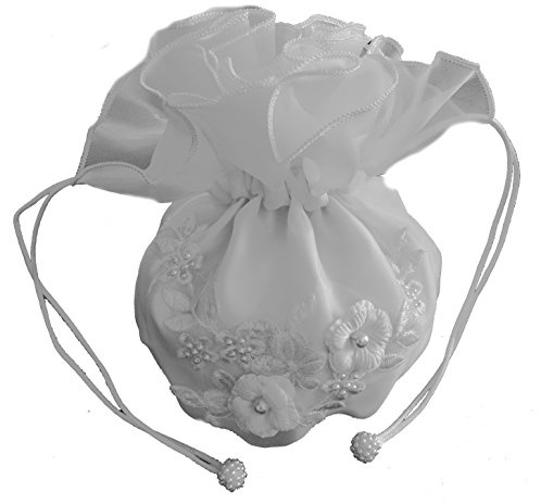 LadyMYP© Brautbeutel, Brauthandtasche: Blumen mit Perlen weiß/ivory Model91 (weiß)