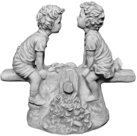 gartendekoparadies.de Figure de Pierre Massive garçon et Fille sur Une balançoire décoration de Jardin en Pierre reconstituée, résistant au Gel