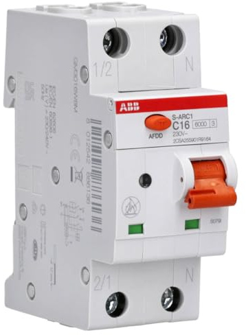 ABB S-ARC1 C16 AFDD + LS Brandschutzschalter 16 A 1P+N C-Char. | Fehlerlichtbogen-Schutzeinrichtung 6 kA für Hutschiene, 2TE Breite, Schutz vor Kurzschluss und Überlast, 2CSA255901R9164
