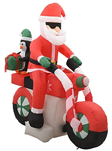vidaXL Uppblåsbar Jultomte på Motorcykel LED Juldekoration LED-ljustomte Jultomte Uppblåsbar Tomte Tomtedekoration Prydnad Julprydnad Lysande Dekoration