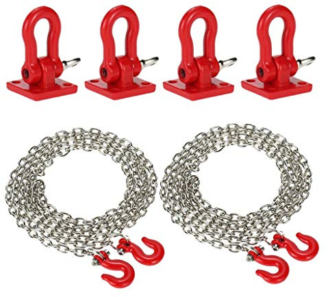 Inzopo Remolque Hebilla de Remolque Ganchos D Grilletes para 1/10 RC Coche Camión Escalada Coche (Rojo)