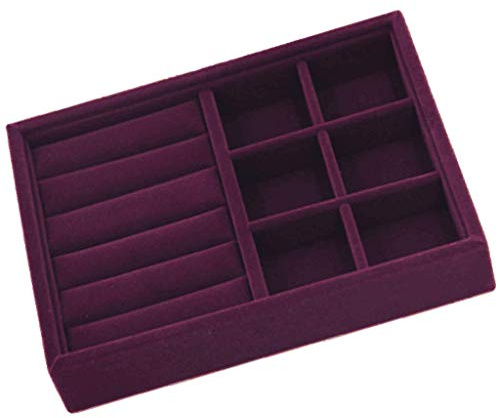 Velluto impilabile vassoio di gioielli, orecchino cassetto inserto esposizione esposizione caso, organizzatore per anelli, collane, porta anelli e orecchini vassoio