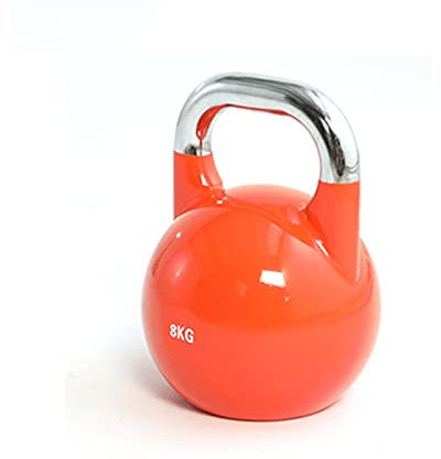 Konkurrenzfähige Kettlebell 4kg 8kg 12kg 16kg All-Stahl-Mädchen, die Hüft-Kniebeugen aus Stahl üben, massive Gusseisen-Dummköpfe Männer Home Fitness-Ausrüstung (Rosa, orange, blau, rot)(Orange-8kg)