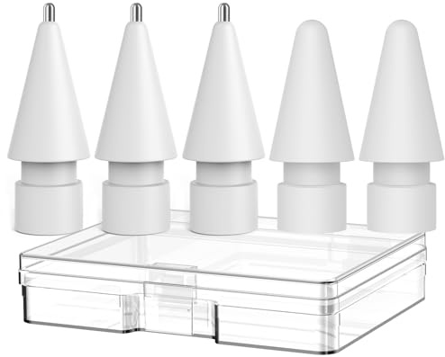 Delidigi Replacement Tips for Apple Pencil 2nd/ 1st Generation, High Sensitivity Ordinary Nibs & Upgraded Longer Metal Wear-Resistant Pen Like Nibs for iPad Pencil Pro/USB C/2/1 Gen(5 Pack)