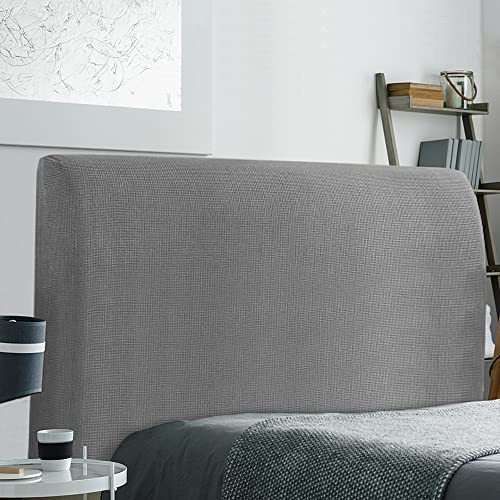 TIANSHU Stretch-Bettkopfteilbezüge Kopfteilbezug Wandschutz Dehnbare Staubdichter Bettkopfschutzbezug für Schlafzimmerdekoration (Länge 180 cm-205 cm, Hellgrau)