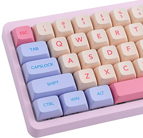 Hyekit 132 Pcs PBT Keycaps, Marshmallow Design, Dye-Sublimation, XDA Profile, Custom for Cherry Gateron MX Mechanical Switches (Key Only)