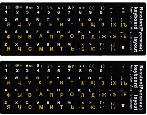 English keyboard Replacement stickers Keyboard Stickers UK Non Transparent Black Stickers with White Letters Computer Keyboard Laptop Desktop Notebook Stickers Russian