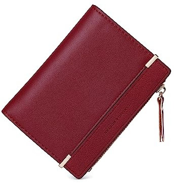 CHAOFANXI Damen Geldbeutel Geldbörse mit Klein und im Kurzformat Portemonnaie Damen, aus Glattem und Weichem PU Leder Portemonnaie Kleine Brieftasche Geldbörse Für Frauen, Rot