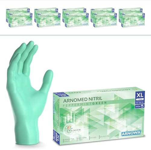 1000x ARNOMED® Einweghandschuhe Türkis, Nitril Handschuhe XL | Einmalhandschuhe, Nitrilhandschuhe puderfrei, Gummihandschuhe Einweg, Schutzhandschuhe, Handschuhe Nitril in XS, S, M, L, XL