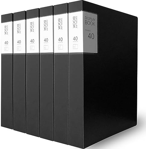 Binditek Confezione da 6 raccoglitori a 40 tasche con maniche in plastica, 20,5 x 28,5 cm, con protezioni trasparenti per fogli, display per libri di presentazione, 80 pagine, libro di visualizzazione