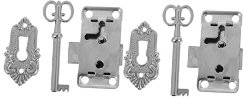 DOITOOL 4 Sets Antique Cabinet Locks for Wardrobe Furniture Vintage Jewelry Box Locks Keys for Storage