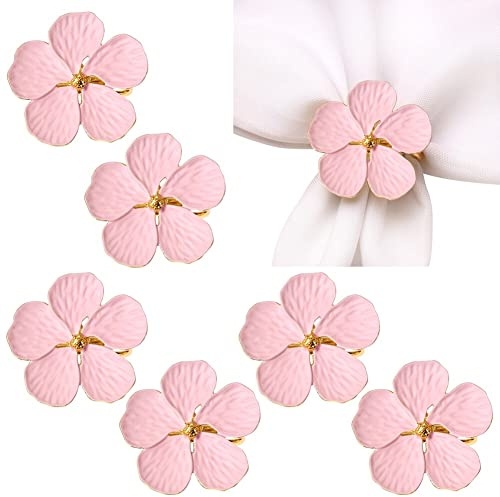 Serviettenringe aus Metall 6 Stück Blumen Serviettenhalter Serviettenschnallen für Hochzeit Geburtstag Abendessen Tischdekoration