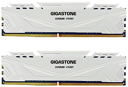 【DDR4 RAM】 GIGASTONE Game PRO 32GB Kit (2x16GB) DDR4 3200MHz PC4-25600 CL 16-18-18-40 Intel XMP 2.0 AMD Ryzen 1.35V UDIMM 288 Pin Unbuffered Non ECC High Performance Gaming Desktop Memory - White