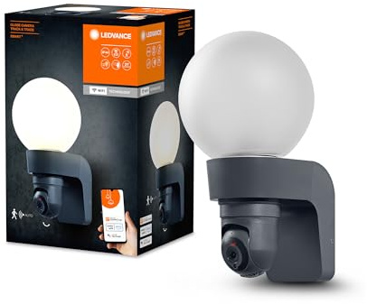 LEDVANCE Outdoor Smart Camera Globe Track & Trace mit E27 sockel, Steuerbar SMART+ App, Kamera mit HD Live Bild Übertragung, IP44, Single-Pack