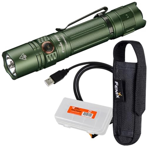 Fenix PD35 v3.0 Rechargeable Tactical Flashlight, 1700 Lumens EDC Light with Organizer (Green)