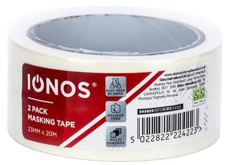 Status IONOS Masking Tape, Pack of 2, 23mm x 20 Metres, Multi-Surface Decorating Tape for DIY and Painting, Clean Removal with Easy Tear Design (IONMT23MM2PKX2)