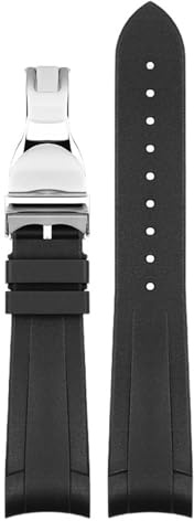 TIOYW Gummi-Armband für Tudor Black Bay GMT Uhrenarmband, gebogenes Ende, Faltschließe, Schwarz, Blau, Rot, 22 mm Armband